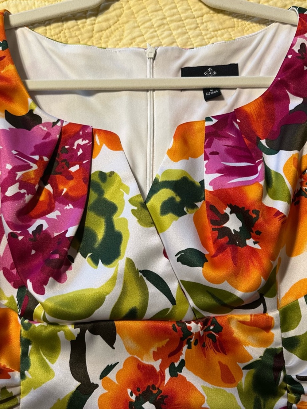 Ronni Nicole Cream Dress with Yellow and Pink Accents size 12 - Picture 3 of 12